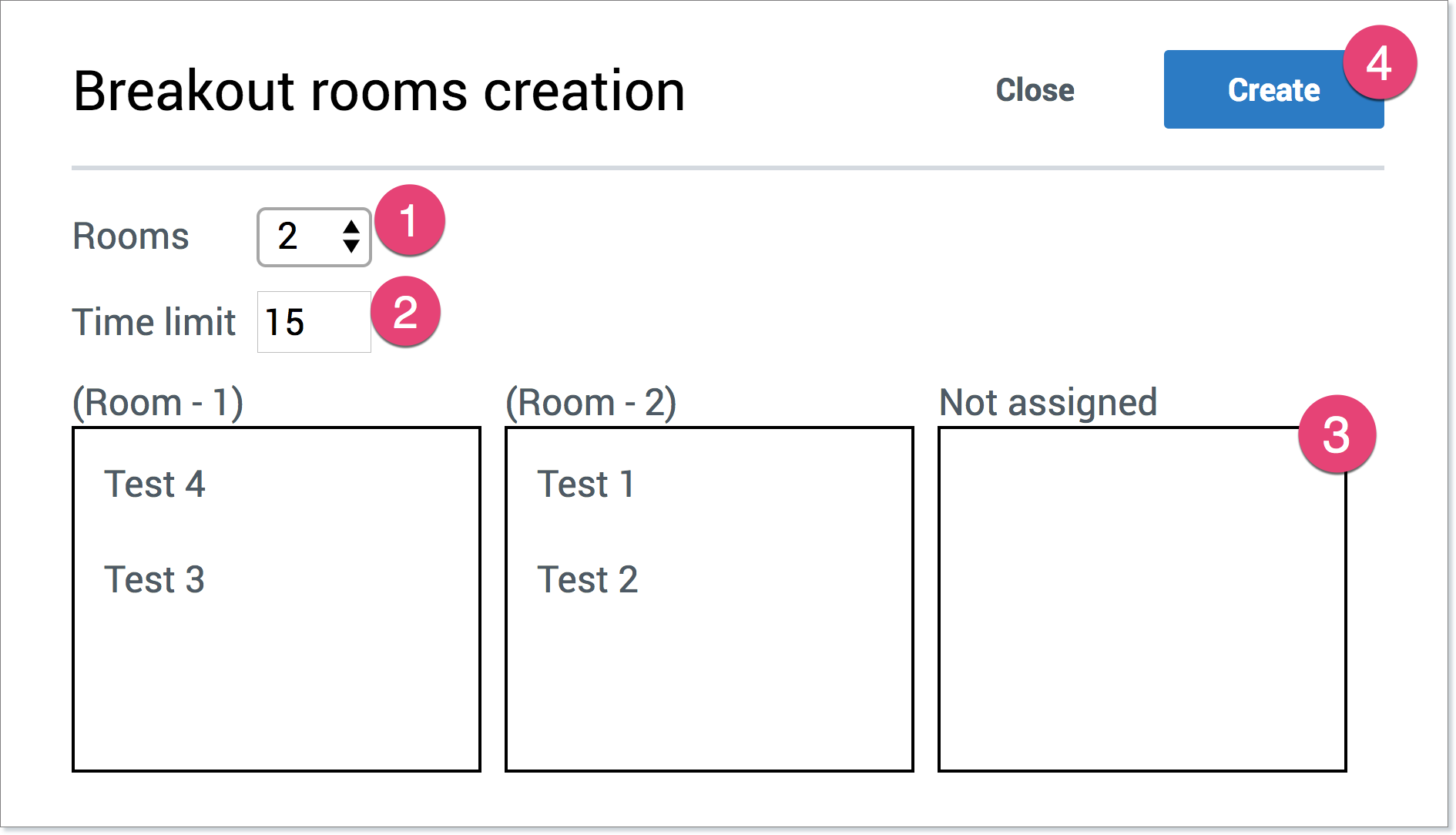 Breakout rooms creations