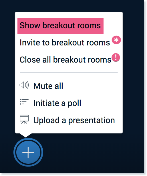 Showing breakout rooms