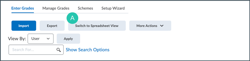 button labeled spreadsheet view