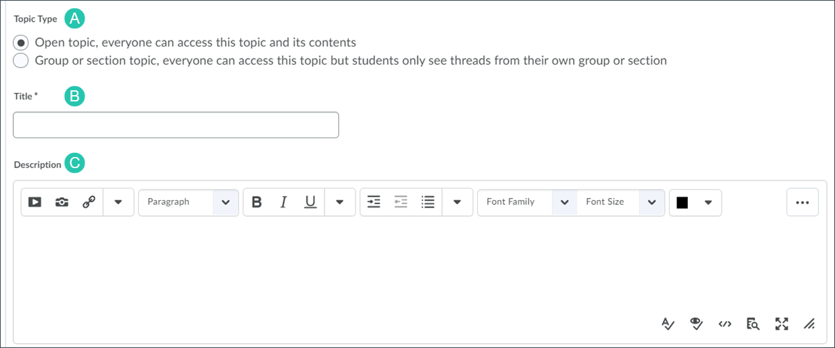 Enter Topic Properties 